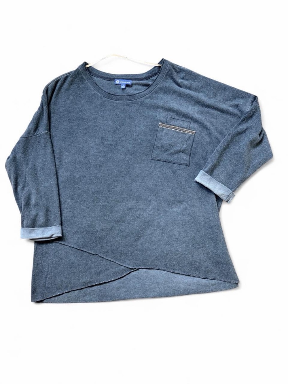 Democracy Blue-Gray Top with Bling Detail Pocket